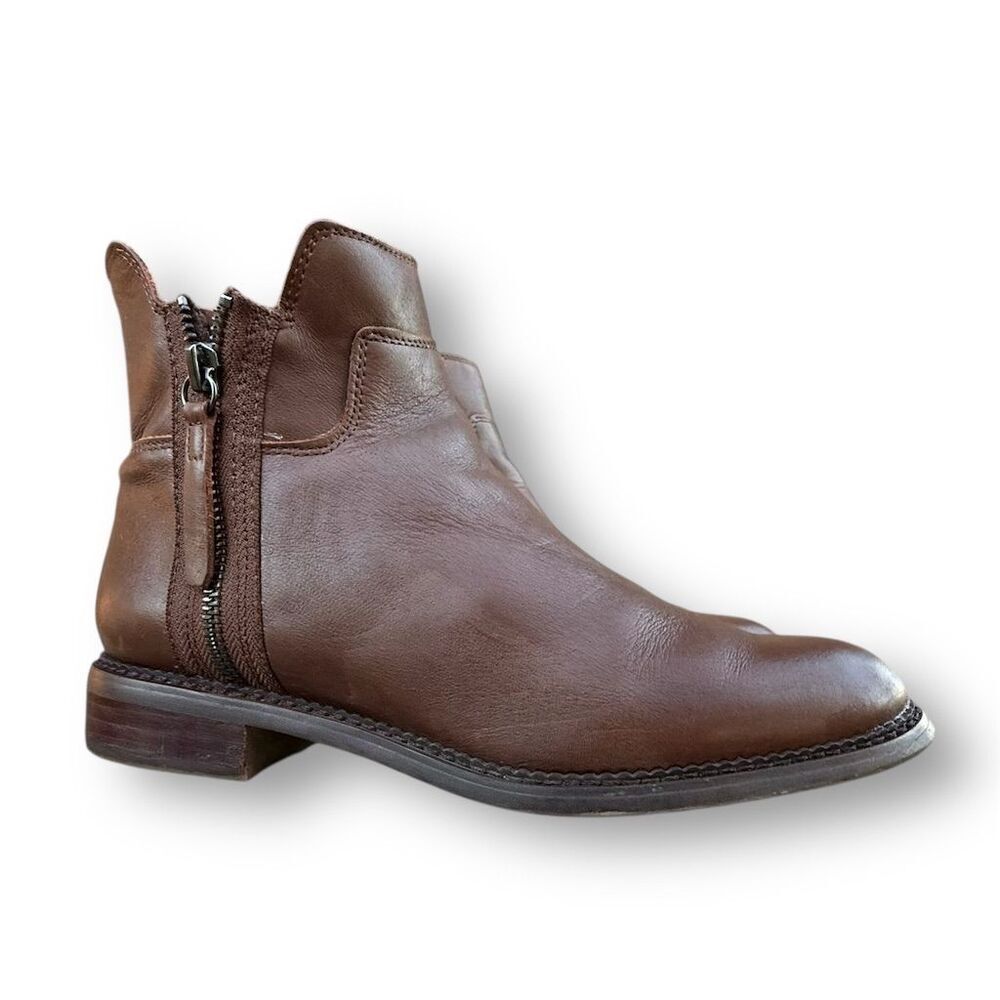 Franco Sarto Women's Brown Leather Ankle Booties Size 8 Casual - Picture 3 of 16